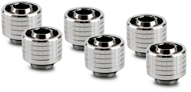 Main image of Thermal Grizzly DeltaMate ST16 Compression Fitting for Soft Tubing, 10mm ID/16mm OD, Gloss Nickel, 6-pack