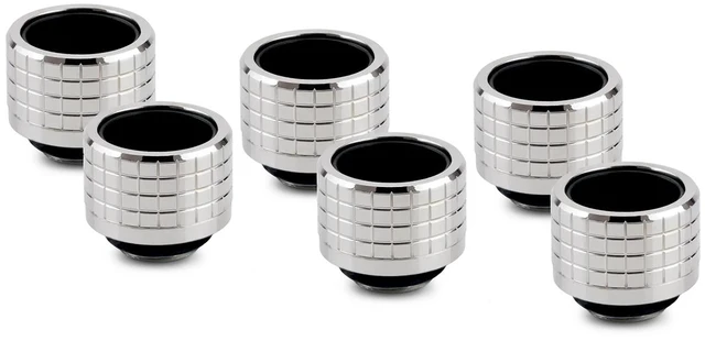 Main image of Thermal Grizzly DeltaMate HT16 Compression Fitting for Rigid Tubing, 16mm OD, Gloss Nickel, 6-pack