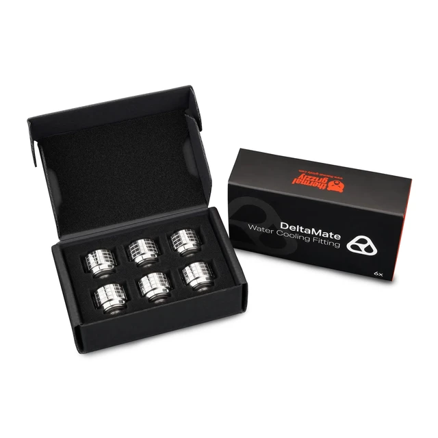 Alt view image 7 of 7 - Thermal Grizzly DeltaMate HT16 Compression Fitting for Rigid Tubing, 16mm OD, Gloss Nickel, 6-pack