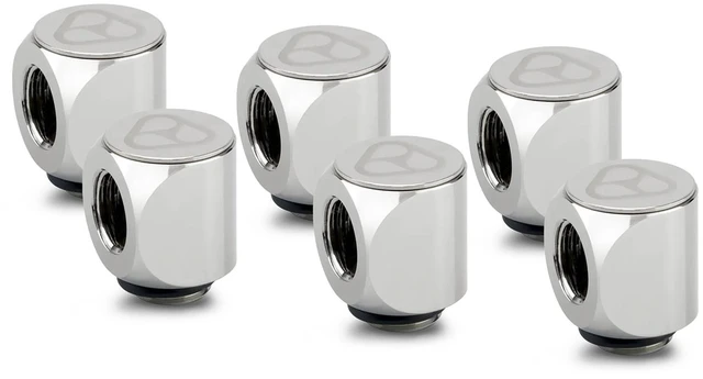 Main image of Thermal Grizzly DeltaMate 90 Degree Rotary Fitting, Gloss Nickel, 6-pack