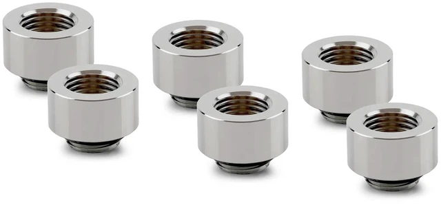 Main image of Thermal Grizzly DeltaMate MF10 Extender Fitting, Gloss Nickel, 6-pack