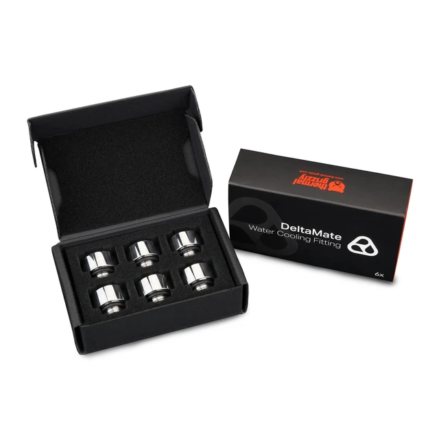 Alt view image 6 of 6 - Thermal Grizzly DeltaMate MF10 Extender Fitting, Gloss Nickel, 6-pack
