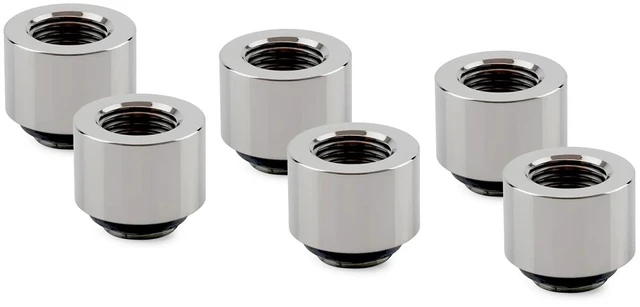 Main image of Thermal Grizzly DeltaMate MF14 Extender Fitting, Gloss Nickel, 6-pack