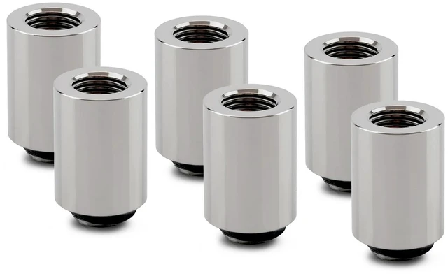 Main image of Thermal Grizzly DeltaMate MF28 Extender Fitting, Gloss Nickel, 6-pack