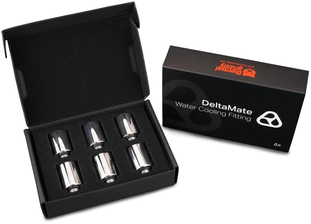 Alt view image 6 of 6 - Thermal Grizzly DeltaMate MF28 Extender Fitting, Gloss Nickel, 6-pack