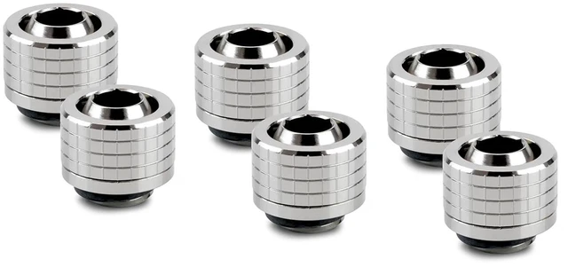 Main image of Thermal Grizzly DeltaMate ST13 Compression Fitting for Soft Tubing, 10mm ID/13mm OD, Gloss Nickel, 6-pack