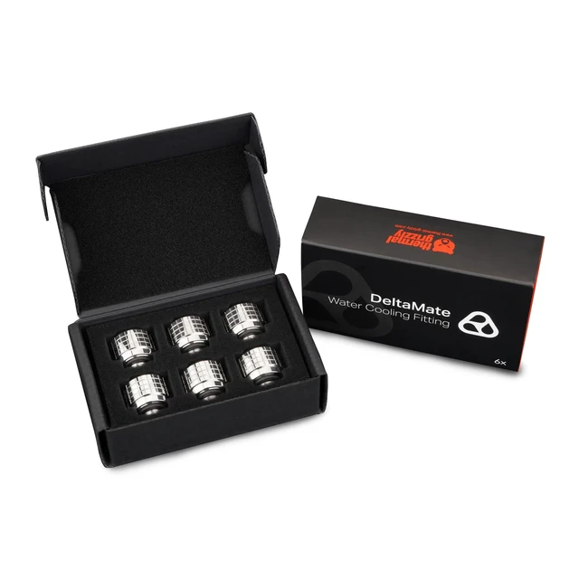 Alt view image 7 of 7 - Thermal Grizzly DeltaMate HT14 Compression Fitting for Rigid Tubing, 14mm OD, Gloss Nickel, 6-pack