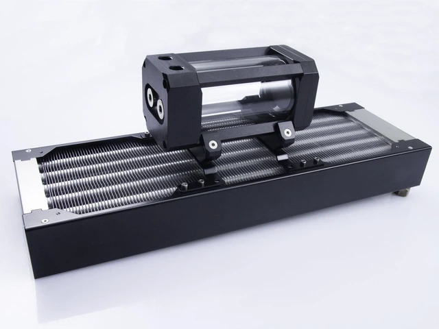 Alt view image 11 of 12 - Watercool HEATKILLER Tube - 120mm Adapter FLEX Reservoir Mount, Steel (30269)