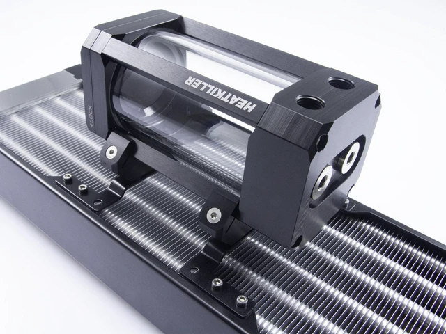 Alt view image 12 of 12 - Watercool HEATKILLER Tube - 120mm Adapter FLEX Reservoir Mount, Steel (30269)