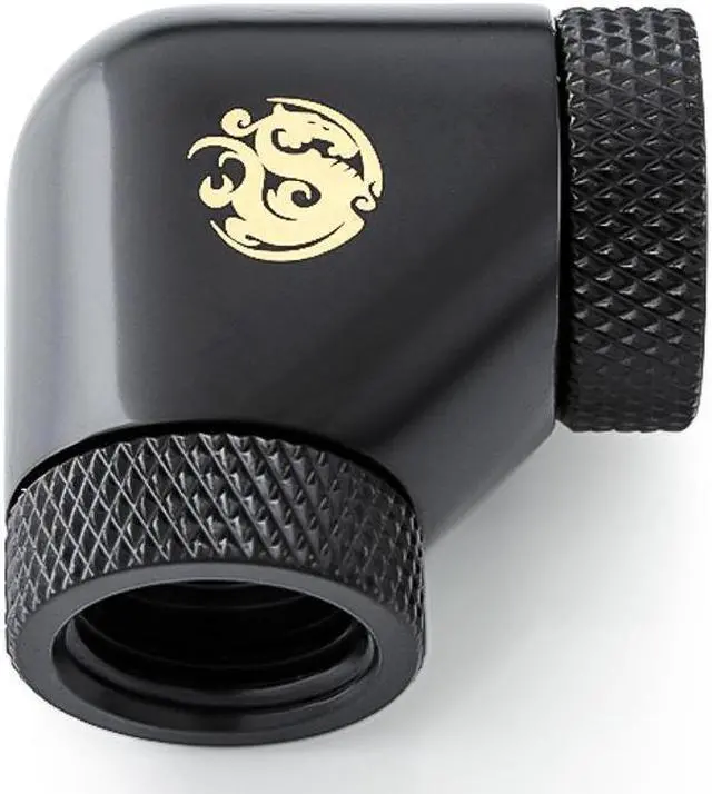 Alt view image 2 of 4 - Bitspower G1/4" Female to Female Extender Fitting, 90 Degree Dual Rotary, Matte Black