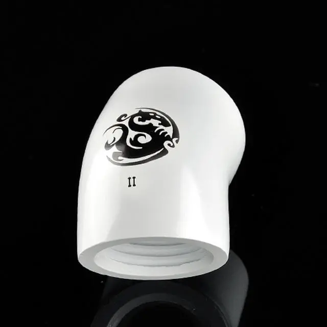 Alt view image 4 of 6 - Bitspower G1/4" Female to Female Extender Fitting, 45 Degree Angle, Deluxe White