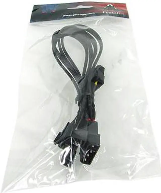 Main image of Phobya Y-Cable, 4-Pin Molex to 4x 3-Pin (12V), 30cm, Sleeved, Black