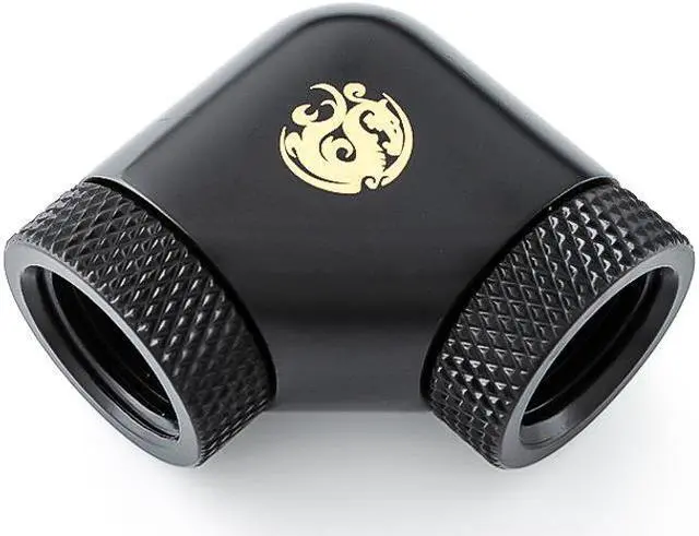 Main image of Bitspower G1/4" Female to Female Extender Fitting, 90 Degree Dual Rotary, Matte Black