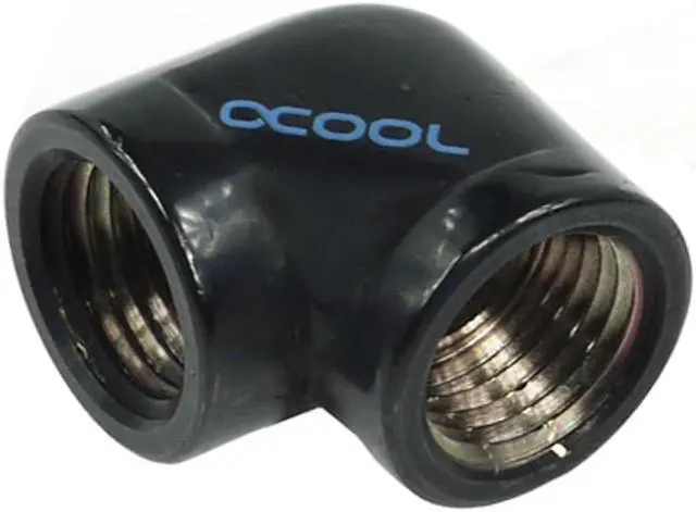Alt view image 2 of 8 - Alphacool HF G1/4" Female to Female Fitting, 90 Degree Angle, Deep Black