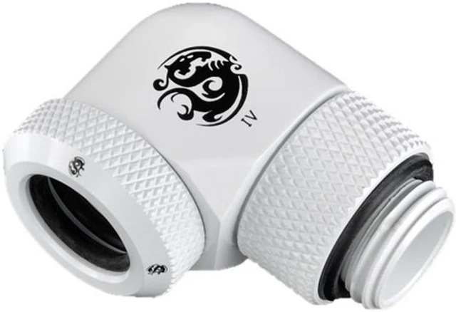 Main image of Bitspower G1/4" to Enhance Multi-Link Adapter Fitting for 12mm OD Rigid Tubing, 90 Degree Rotary, Deluxe White