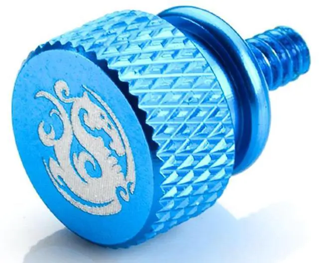 Main image of Bitspower Thumb Screw with Logo, Size #6-32, Blue