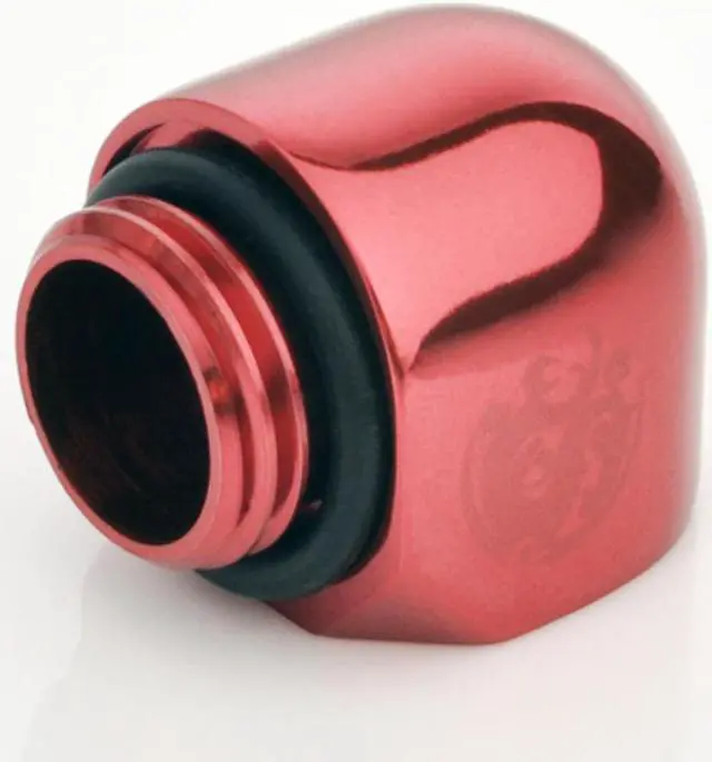 Alt view image 2 of 2 - Bitspower G1/4" Male to Female Extender Fitting, 90 Degree Angle, Deep Blood Red