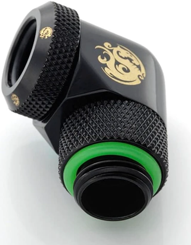 Alt view image 2 of 7 - Bitspower G1/4" to Enhance Multi-Link Adapter Fitting for 12mm OD Rigid Tubing, 90 Degree Rotary, Matte Black