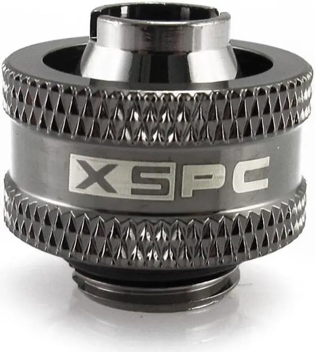 Alt view image 2 of 7 - XSPC G1/4" to 3/8" ID, 5/8" OD Compression Fitting V2 for Soft Tubing, Black Chrome, 6-pack