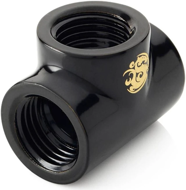 Alt view image 2 of 8 - Bitspower T-Block Fitting with Triple G1/4" Female, Matte Black