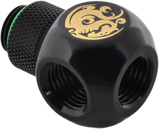 Alt view image 6 of 9 - Bitspower G1/4" Q-Rotary Extender Fitting with Triple G1/4" Female Ports, Rotary, Matte Black