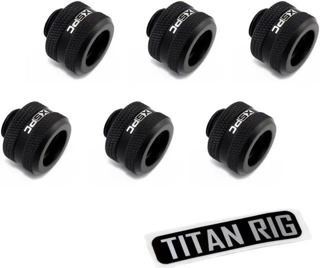 Main image of XSPC G1/4" to 10mm ID, 14mm OD Rigid Tubing Fitting, Matte Black, 6-pack