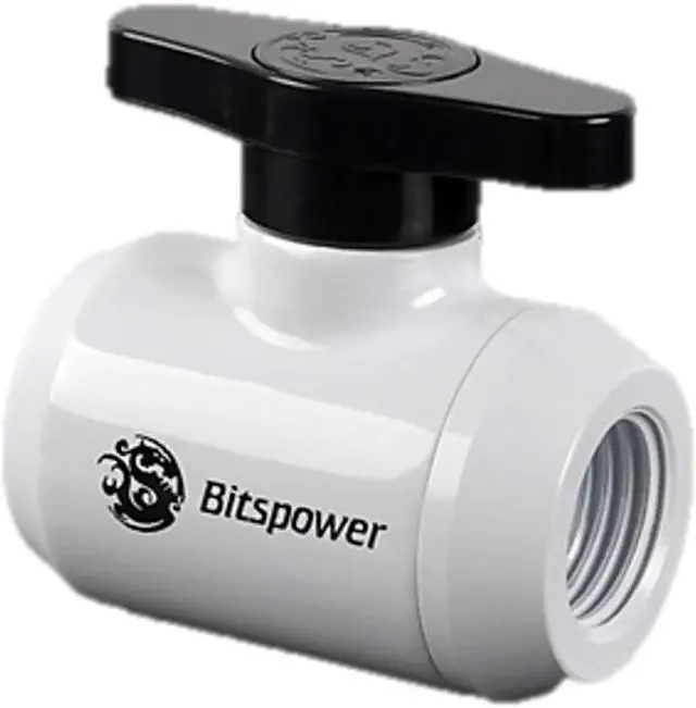 Main image of Bitspower G1/4" Mini Valve with Black Handle, Deluxe White Body