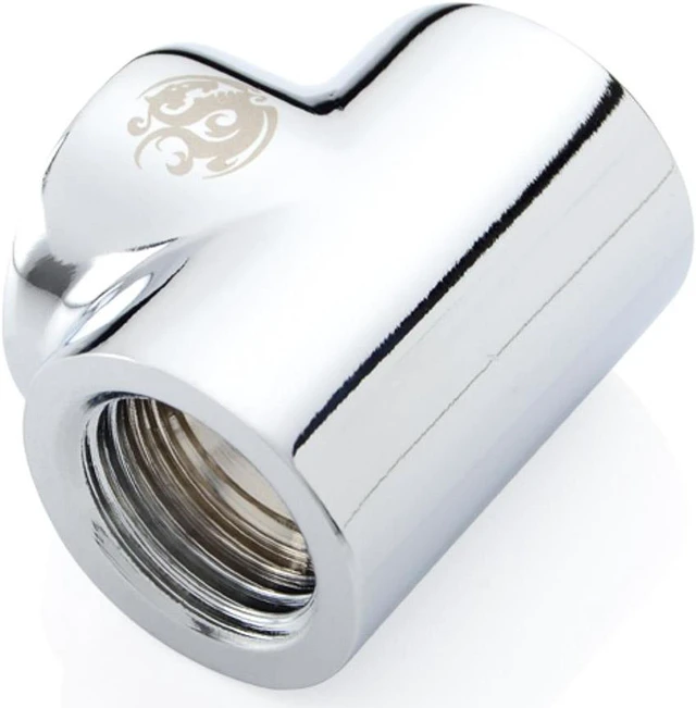 Main image of Bitspower T-Block Fitting with Triple G1/4" Female, Silver Shining