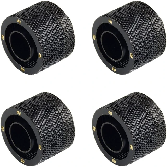 Main image of Bitspower G1/4" to 1/2" ID, OD 3/4" OD Compression Fitting for Soft Tubing, CC5 Ultimate, Matte Black, 4-pack