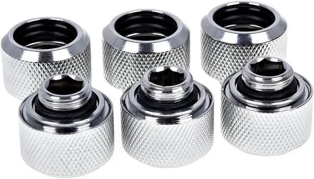 Main image of Alphacool Eiszapfen G1/4" HardTube Compression Fitting for Plexi (Acrylic) / Brass Hard Tubes, 16mm OD, Chrome, 6-pack