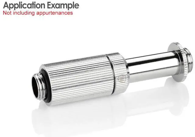 Alt view image 3 of 4 - Bitspower Touchaqua Male G1/4" to Female Adjustable Link Pipe 41-69MM, Glorious Silver, 2-pack