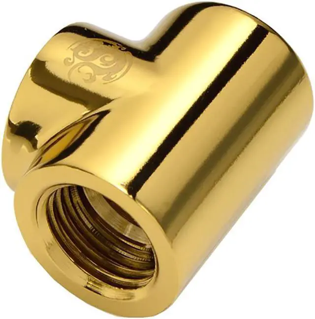 Main image of Bitspower T-Block Fitting with Triple G1/4" Female, True Brass