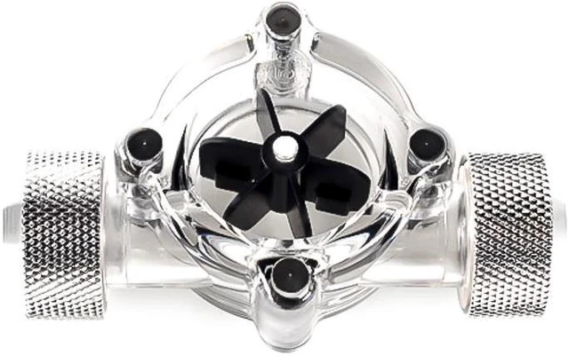 Main image of Bitspower G1/4" Flow Indicator, Clear Main Body, Black Blade, Silver Shining
