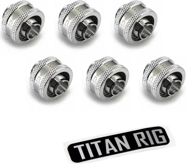 Main image of XSPC G1/4" to 3/8" ID, 5/8" OD Compression Fitting V2 for Soft Tubing, Chrome, 6-pack