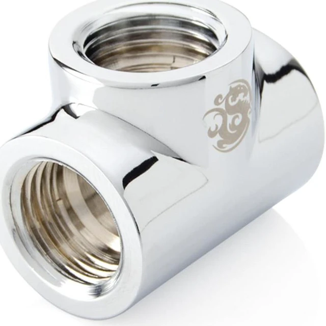 Alt view image 2 of 7 - Bitspower T-Block Fitting with Triple G1/4" Female, Silver Shining