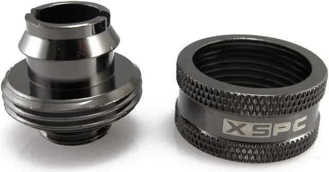 Alt view image 3 of 7 - XSPC G1/4" to 1/2" ID, 3/4" OD Compression Fitting V2 for Soft Tubing, Black Chrome, 6-pack