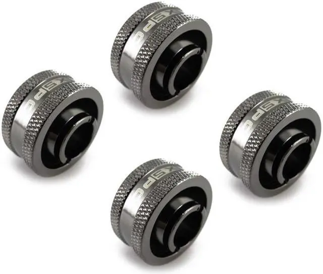 Main image of XSPC G1/4" to 1/2" ID, 3/4" OD Compression Fitting V2 for Soft Tubing, Black Chrome, 4-pack