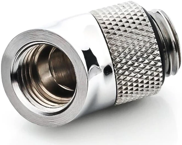 Alt view image 2 of 7 - Bitspower G1/4" Male to Female Extender Fitting, 45 Degree Rotary, Silver Shining, 4-pack