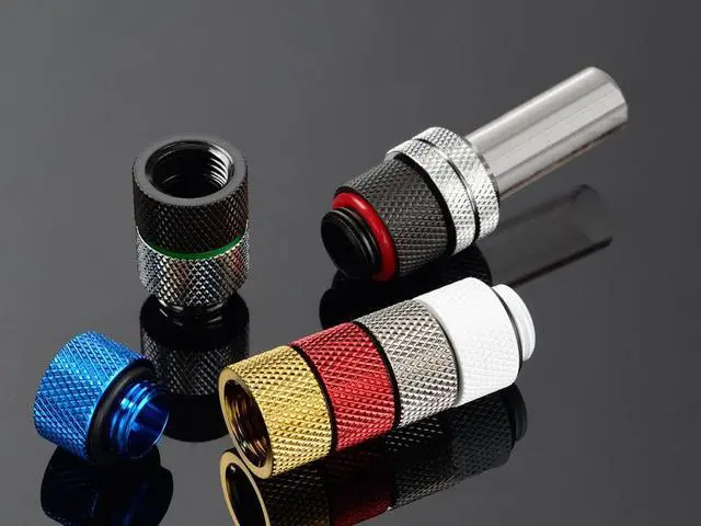 Alt view image 3 of 3 - Bitspower G1/4" 10mm Male to Female Fitting, True Brass