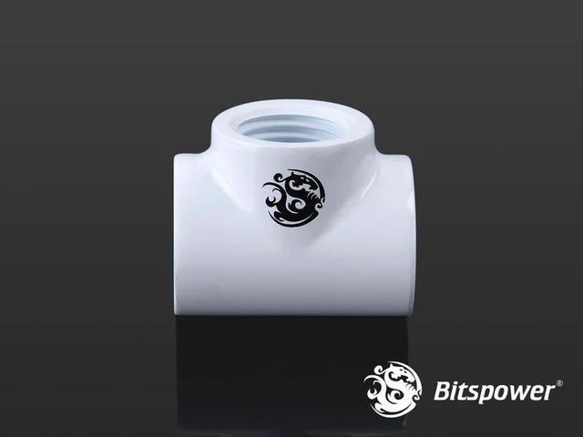 Alt view image 4 of 7 - Bitspower T-Block Fitting with Triple G1/4" Female, Deluxe White
