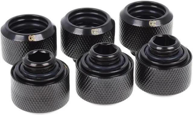 Main image of Alphacool Eiszapfen G1/4" HardTube Compression Fitting for Plexi (Acrylic) / Brass Hard Tubes, 16mm OD, Deep Black, 6-pack