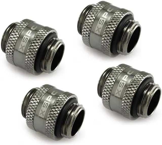 Main image of XSPC G1/4" Male to Male Rotary Fitting, Black Chrome, 4-pack
