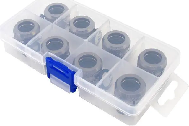 Alt view image 2 of 12 - XSPC G1/4" to 10mm ID, 14mm OD Rigid Tubing Fitting, Black Chrome, 8-pack