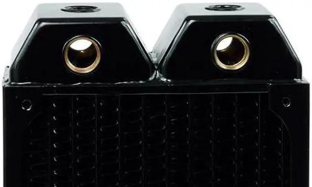 Alt view image 9 of 14 - Alphacool NexXxos UT60 Full Copper Radiator 240, 120mm x 2, Dual Fan, Black