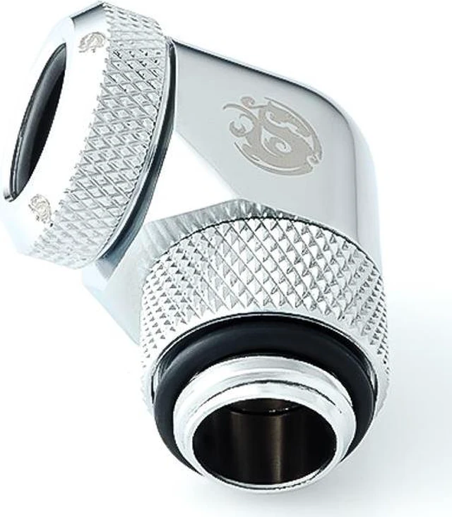 Alt view image 3 of 8 - Bitspower G1/4" to Enhance Multi-Link Adapter Fitting for 12mm OD Rigid Tubing, 90 Degree Rotary, Silver Shining, 4-pack