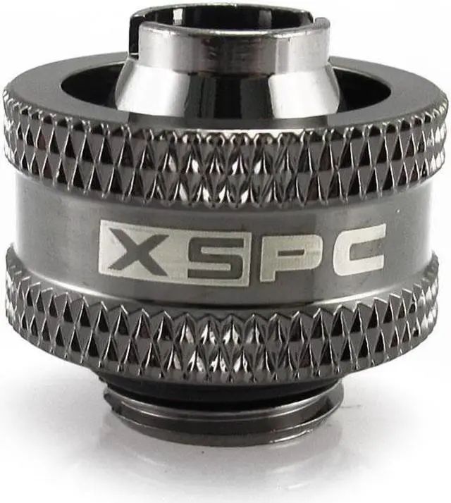 Alt view image 2 of 5 - XSPC G1/4" to 3/8" ID, 5/8" OD Compression Fitting V2 for Soft Tubing, Black Chrome, 4-pack