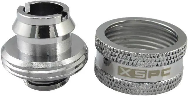 Alt view image 3 of 7 - XSPC G1/4" to 1/2" ID, 3/4" OD Compression Fitting V2 for Soft Tubing, Chrome, 6-pack