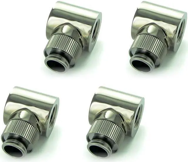 Main image of Monsoon G1/4" 90 Degree Rotary Fitting with Light Port, 5/8" OD Matched Body, Black Chrome, 4-pack