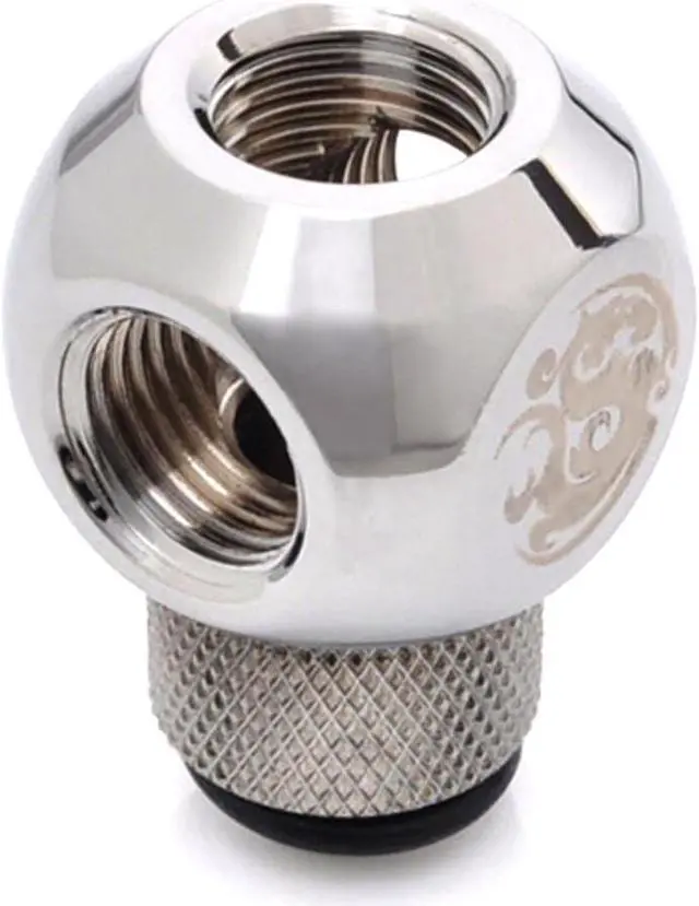Alt view image 5 of 7 - Bitspower G1/4" Q-Rotary Extender Fitting with Triple G1/4" Female Ports, Rotary, Silver Shining