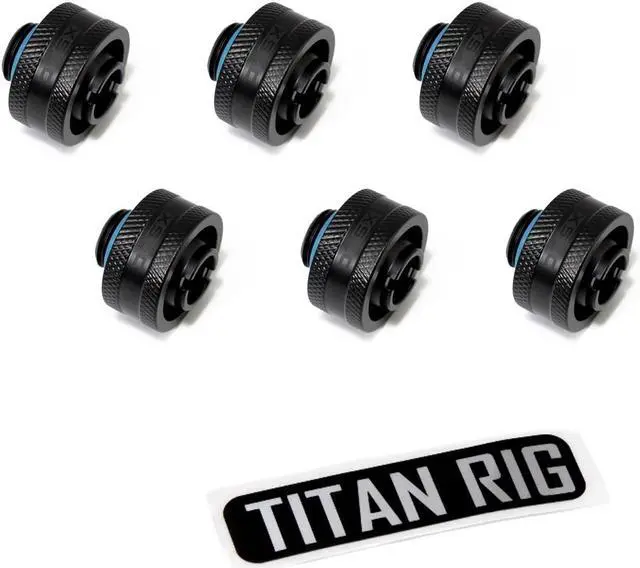 Main image of XSPC G1/4" to 1/2" ID, 3/4" OD Compression Fitting V2 for Soft Tubing, Matte Black, 6-pack